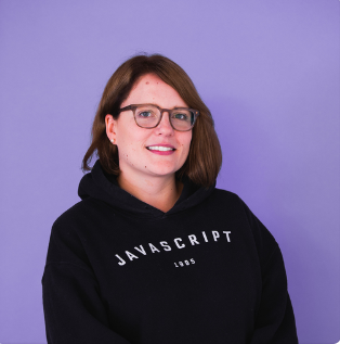 Alex in a black JavaScript hoodie